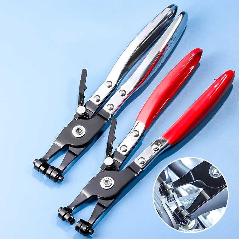 Long Reach Hose Clamp Pliers Set - Automotive Tool for Fuel, Oil, Coolant, Radiator & Water Hoses