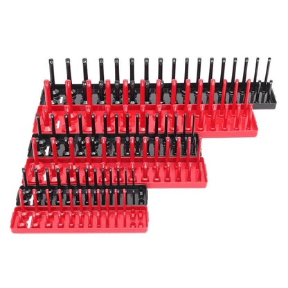 Socket Organizer Tray Rack - Metric & SAE 1/4 3/8 1/2 Inch Garage Tool Storage Holder