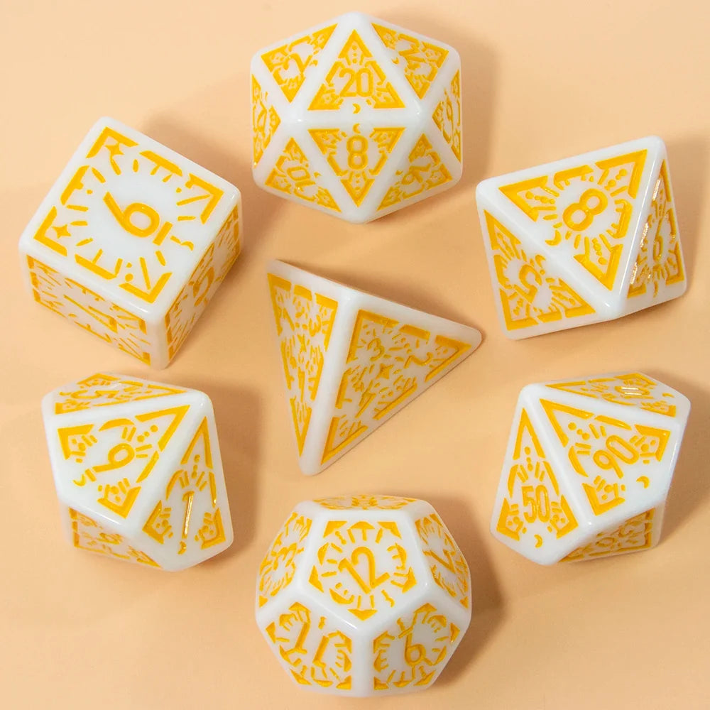 DND Carving Pattern Dice Set - 7Pcs RPG Polyhedral Dice for Board Games, Gifts & Entertainment Accessories