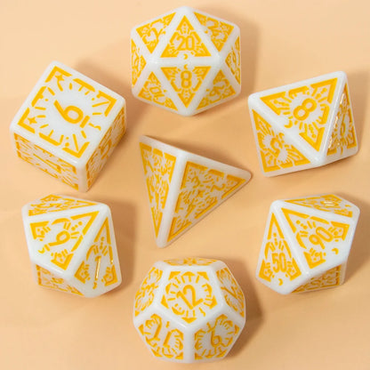 DND Carving Pattern Dice Set - 7Pcs RPG Polyhedral Dice for Board Games, Gifts & Entertainment Accessories