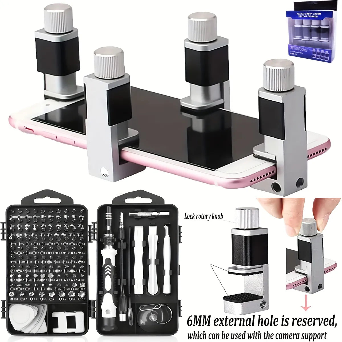 117-in-1 Precision Screwdriver Set with Phone Repair Clamps - Electronic Tool Kit for Screen Securing