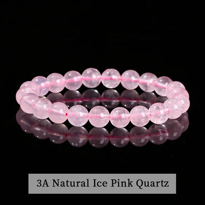 Natural Stone Beaded Bracelet - Obsidian, Fluorite & Quartz Healing Stretch Jewelry for Men & Women