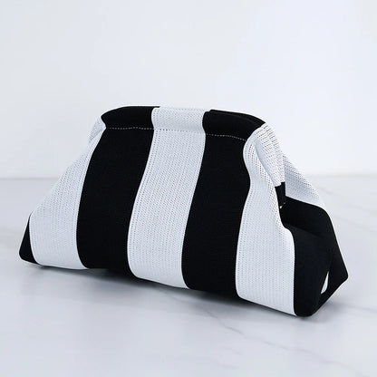 Summer Woven Crochet Clutch Bag – Women’s Cute Ruched Cloud Handbag, Casual Colorblock Purse