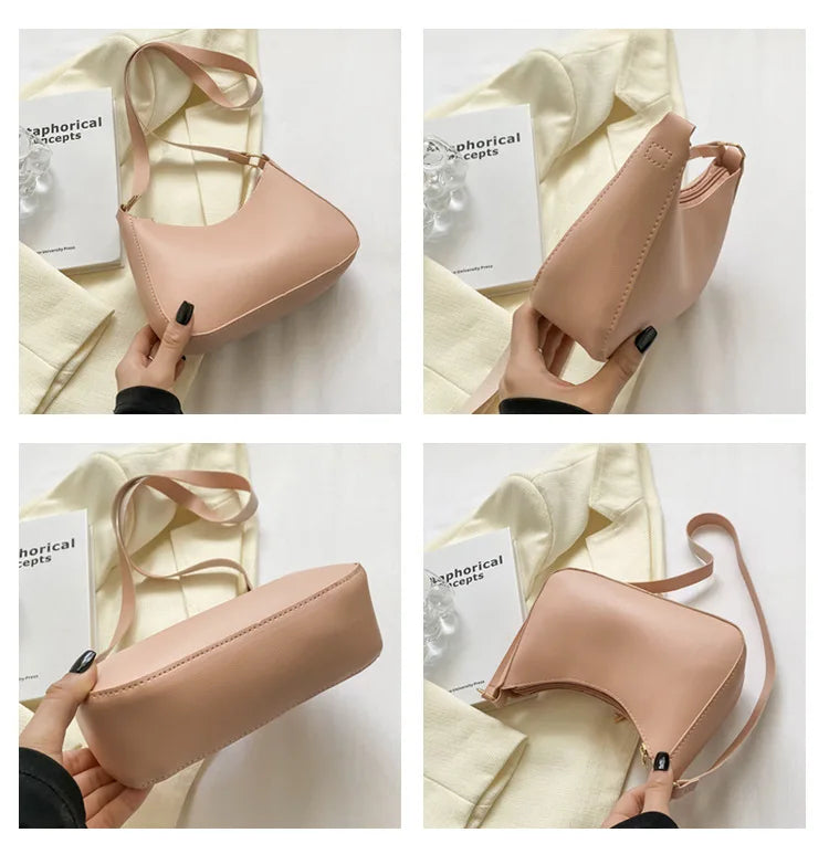 Fashion Solid-Color Handbag – Small Square Stylish Single-Shoulder Bag