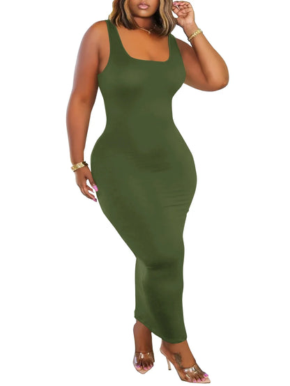Elegant Sleeveless Maxi Dress - Solid Color Slim Fit Long Dress for Women with Stylish Versatile Design