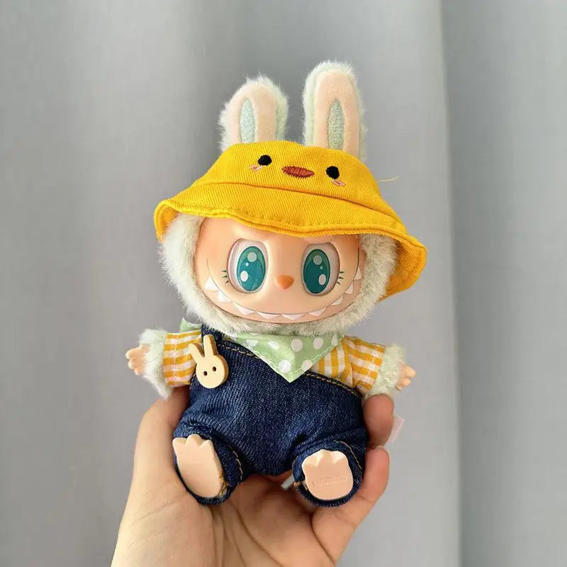 17cm Labubu Doll Clothes — Mini Outfit Accessories for K-Pop EXO I & II Dolls | Sitting Party Overalls Gift