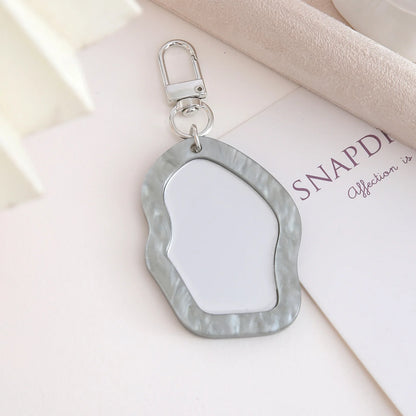 Mini Resin Makeup Mirror Keychain - Irregular Portable Touch-Up Mirror Bag Charm for Purses & Backpacks