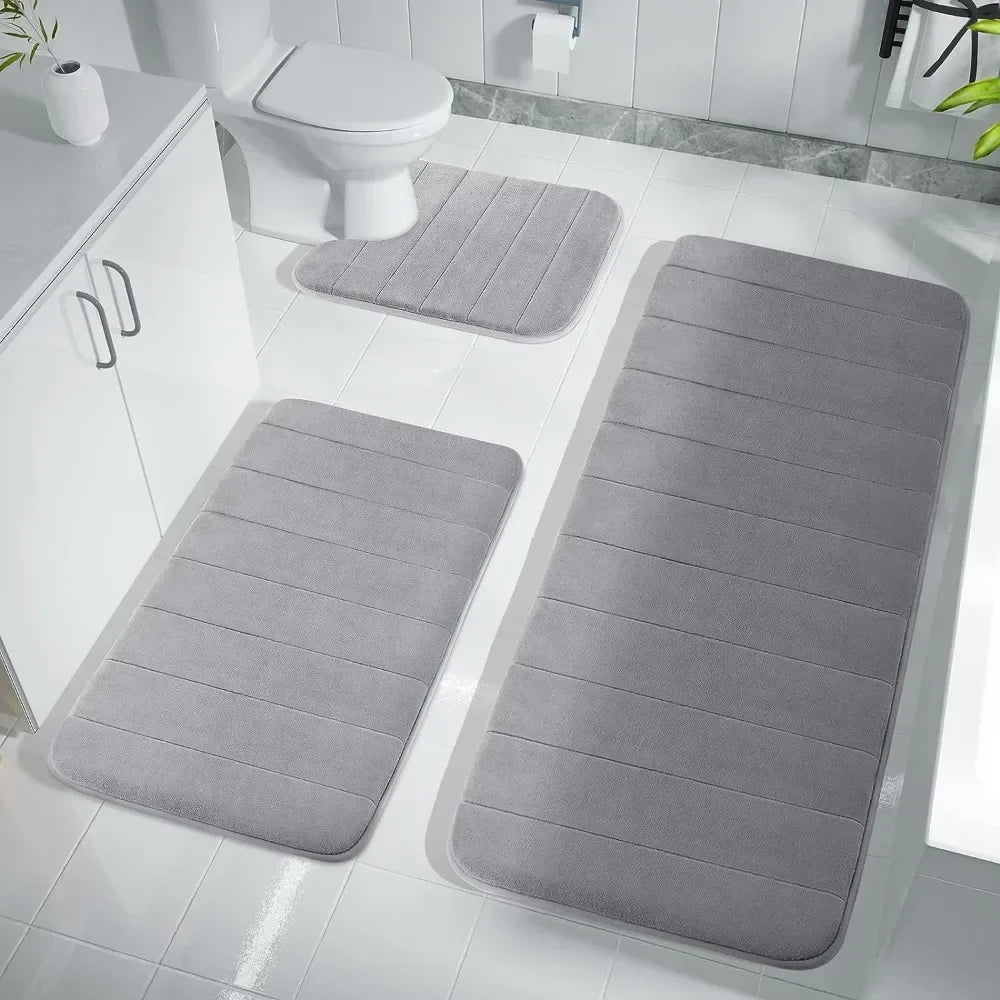 Super Absorbent Memory Foam Bath Mat - Non-Slip Bathroom Rug for Bathtub, Shower, and Toilet