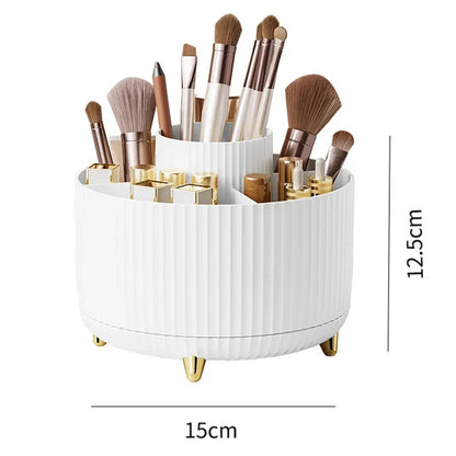360° Rotating Makeup Organizer - Large Capacity Cosmetic Storage Box for Lipstick, Brushes & Bathroom Vanity