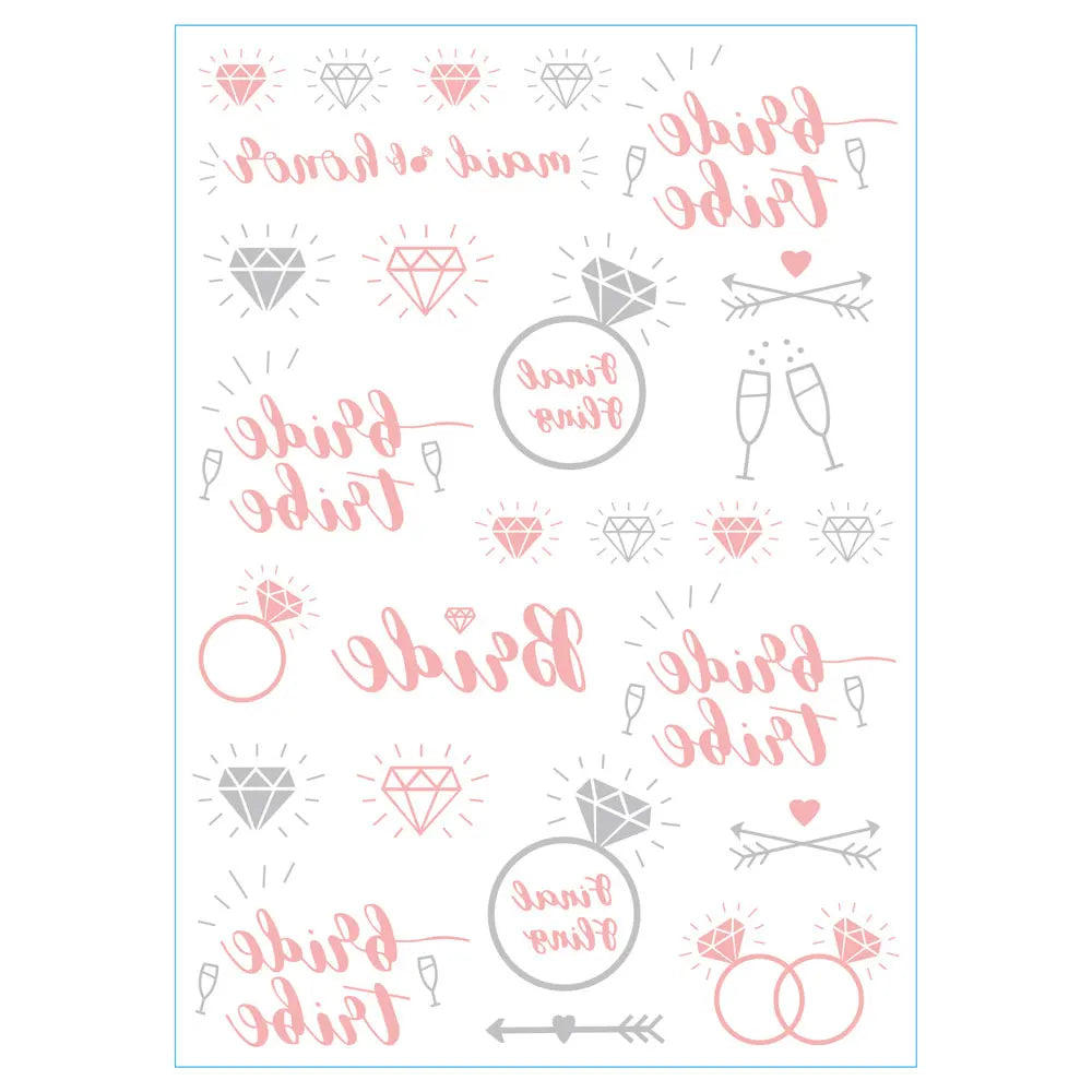 Waterproof Gold Foil Temporary Tattoo Stickers – Crown & Ring Bridal Party Body Art Decals