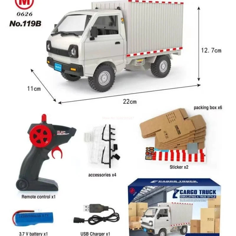 1:10/1:16 WPL D12 RC Car – Simulation Drift & Climbing Truck with LED Lights, Electric Toy Model for Boys Christmas Gift