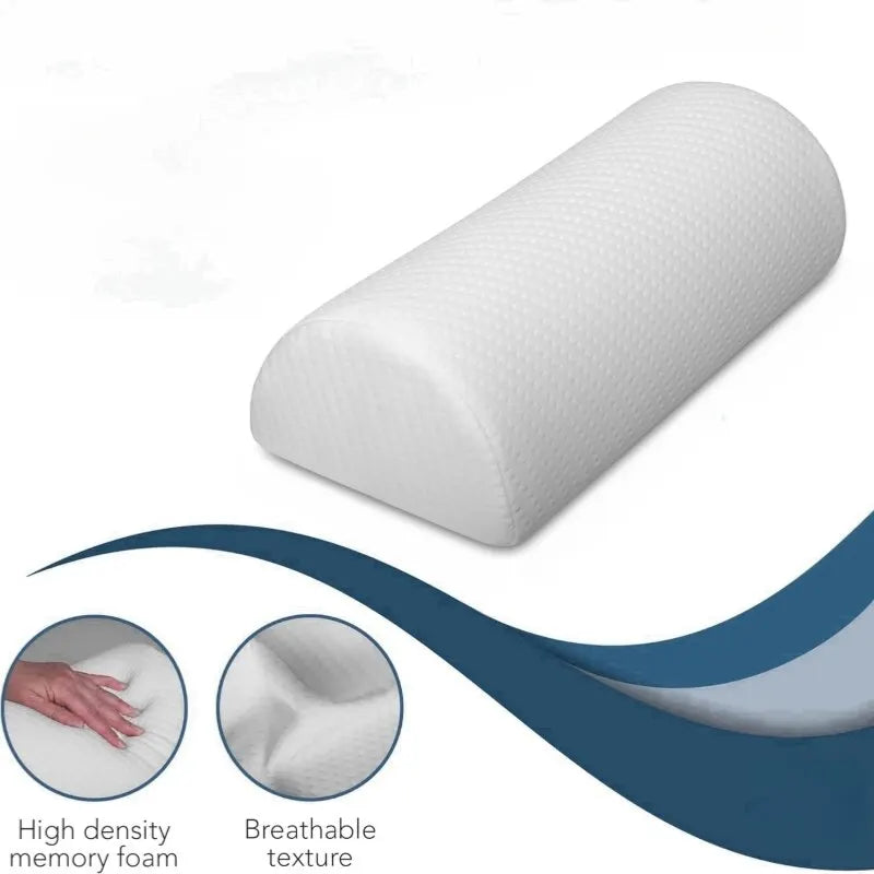 Comfort Memory Foam Bolster Pillow — Cotton Cover Lumbar Support for Legs, Back & Head, Semi-Roll Cushion