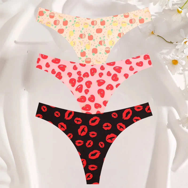 3PCS Women’s Sexy G-String Set - Colorful Seamless Bikini T-Back Low Waist Lingerie Underwear