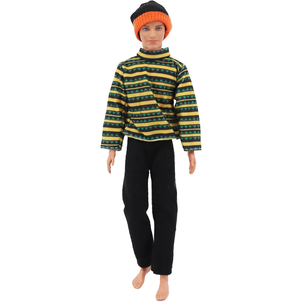 30cm Ken Doll Clothes – Pop Suit Top & Pants Outfit for Boys, Holiday Gift Doll Accessories