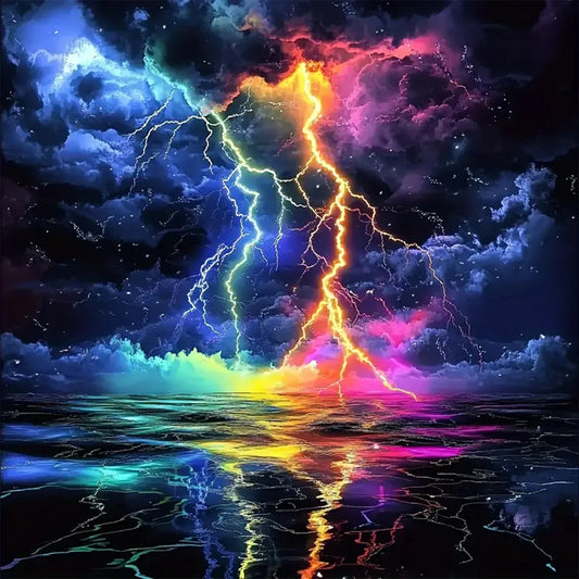 Colorful Lightning Diamond Painting Kit - DIY Full Drill Frameless Diamond Art Craft in Multiple Sizes