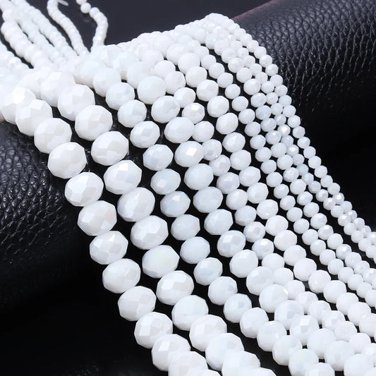 Flat Faceted Crystal Glass Beads Strand – 3–10mm Spacer Beads for DIY Jewelry & Necklace Making