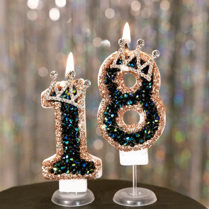 Crown Number Candles for Birthdays – Digital 0-9 Cake Decoration with Ocean Starfish and Seashells Cake Topper for Anniversary and Special Days