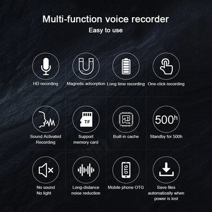 Mini Voice Activated Recorder – 500 Hours Digital Recording Device, Professional Sound Dictaphone, Portable & Compact Audio Micro Recorder