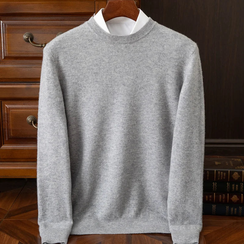 Men's 2025 Cashmere Sweater - O-Neck Oversized Loose Fit Knitted Pullover Autumn Winter Korean Style Top