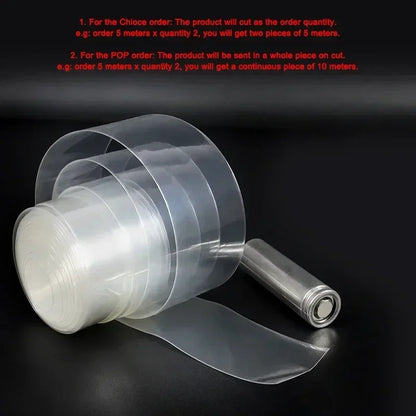 18650 Battery PVC Heat Shrink Tube - Clear Insulation Wrap Protective Film Sleeve for Lithium Battery Pack Cable Protection