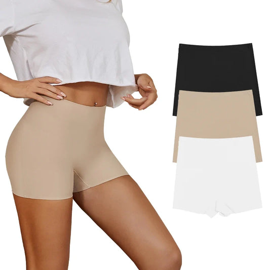Seamless Ice Silk Biker Shorts - Women’s Stretchy Yoga Leggings Boxer Style Sports Shorts for Everyday Comfort