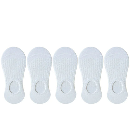 5 Pairs Women’s No-Show Socks – Summer Invisible Short Lace Boat Socks, Breathable Non-Slip Silicone Fashion Socks