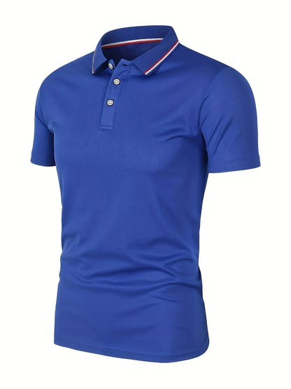 Men’s Summer Casual Polo Shirt - Breathable Solid Color Short Sleeve T-Shirt for Comfortable Everyday Wear