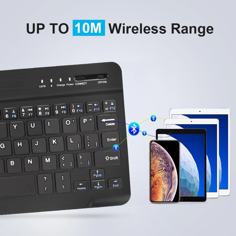 Bluetooth Wireless Mini Keyboard - Rechargeable Portable Keyboard for Laptop Tablet iPad Android iOS