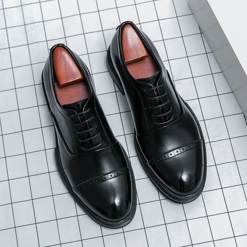 Men’s Classic Brogue Leather Shoes - Wedding, Business & Casual Dress Shoes for Men