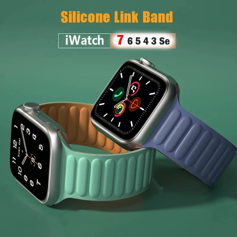 Magnetic Silicone Link Bracelet for Apple Watch Ultra | Fits 38mm-49mm | Compatible with iWatch Series 3-8 and SE