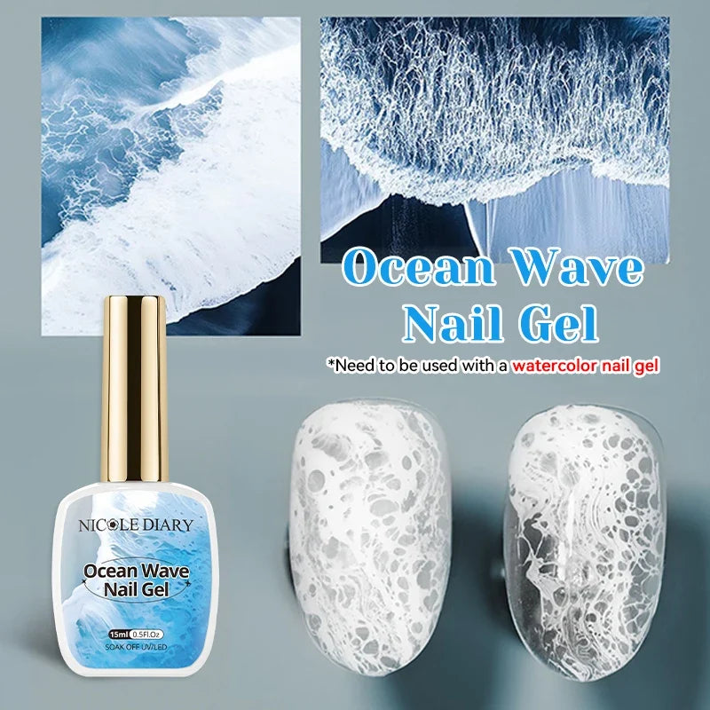 NICOLE DAIRY Bubble Ocean Wave Gel Nail Polish 15ml - White Summer UV LED Soak Off Nail Art Manicure Varnish