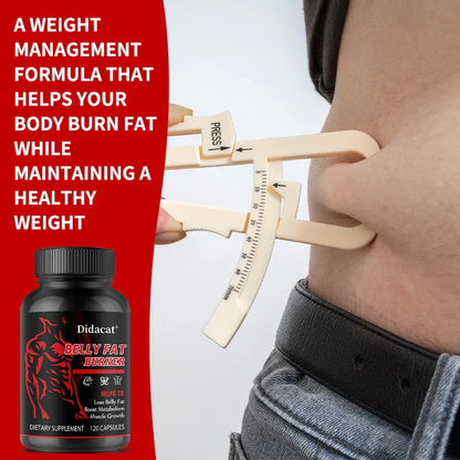 Men’s Belly Fat Burner Supplement – Caffeine-Free Metabolism Support for Fat Reduction, Muscle Definition & Ab Training Support