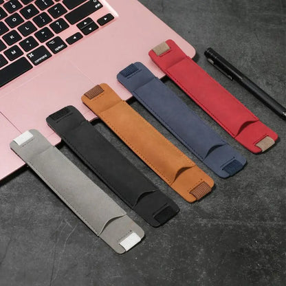Portable Pen Bag Pencil Case - Lightweight PU Leather Holder with Elastic Buckle Clip for Office and Meeting Supplies
