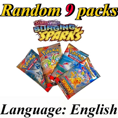 9 Pack Pokémon Trading Cards Set - English Booster Packs with Bright Stars, Prismatic Evolutions and Paldean Fates Gift Collection
