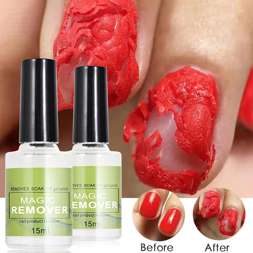 15ML Magic Nail Gel Remover — Fast-Acting UV & Semi-Permanent Polish Remover, Soak-Off Varnish Cleaner for Nail Art