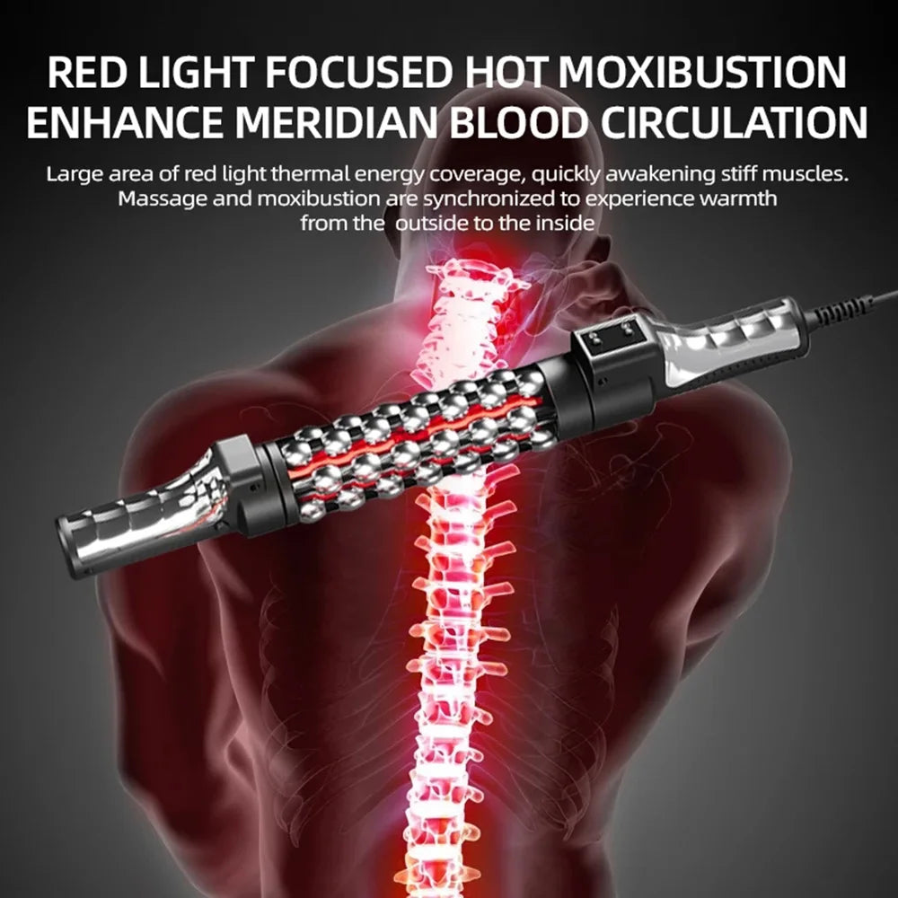 Red Light Heated Massage Device – 360 Rotating Muscle Relaxation Roller for Full Body & Anti-Cellulite Treatment