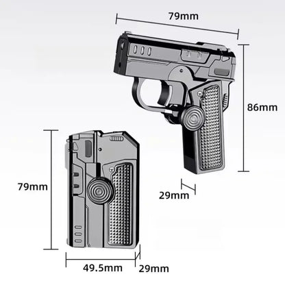 Folding Gun Style Lighter - Windproof Butane Jet Flame Metal Lighter with Laser