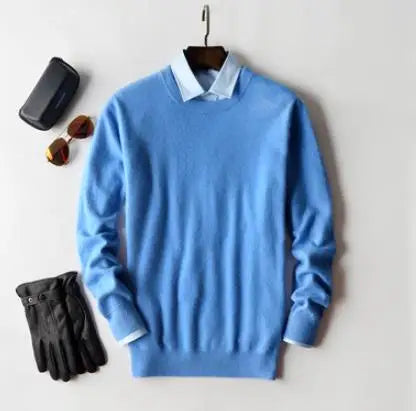 Men's Classic V-Neck Sweater - Cashmere Cotton Blend Warm Autumn Winter Pullover Casual Jumper