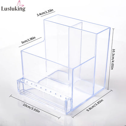 Translucent Nail Drill Machine Organizer | 3-Row Acrylic Storage for Nail Bits & Tools