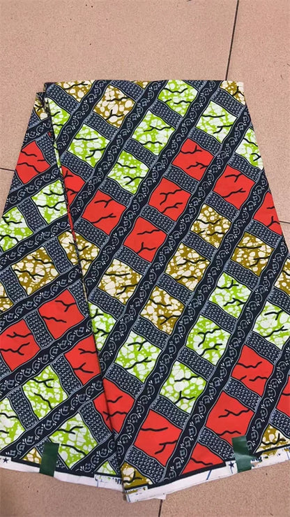 African Real Print Ankara Wax Fabric - Soft 100% Cotton Pagne 6 Yards