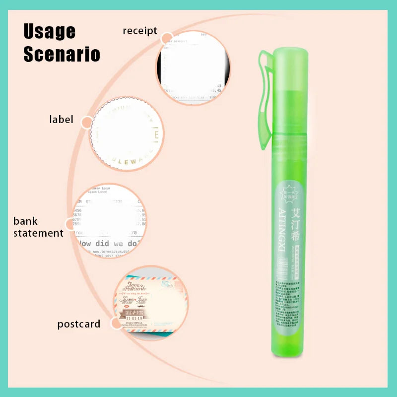 Elimination Privacy Spray Pen - Thermal Paper Corrector for Data Protection, Correction Fluid, Portable Express Tool