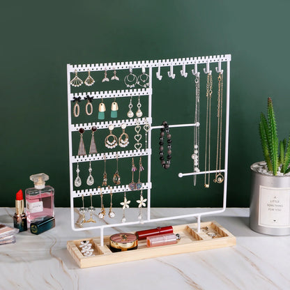 Multifunctional Jewelry Display Rack - Detachable Wooden Base Organizer for Earrings, Rings & Necklaces