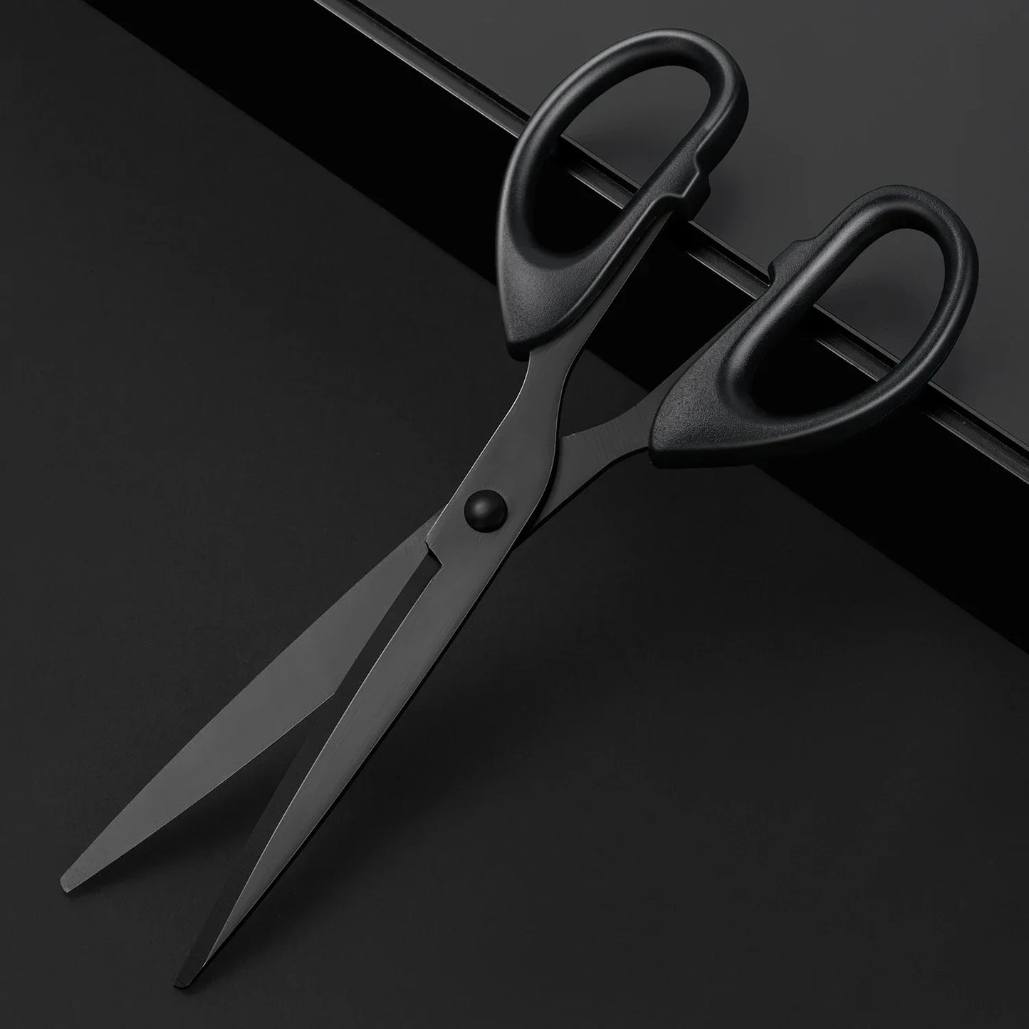 Professional 180mm Office Scissors - Heavy Duty Black Blade Stainless Steel Cutting Tool for Paper, Craft & Workspace Use