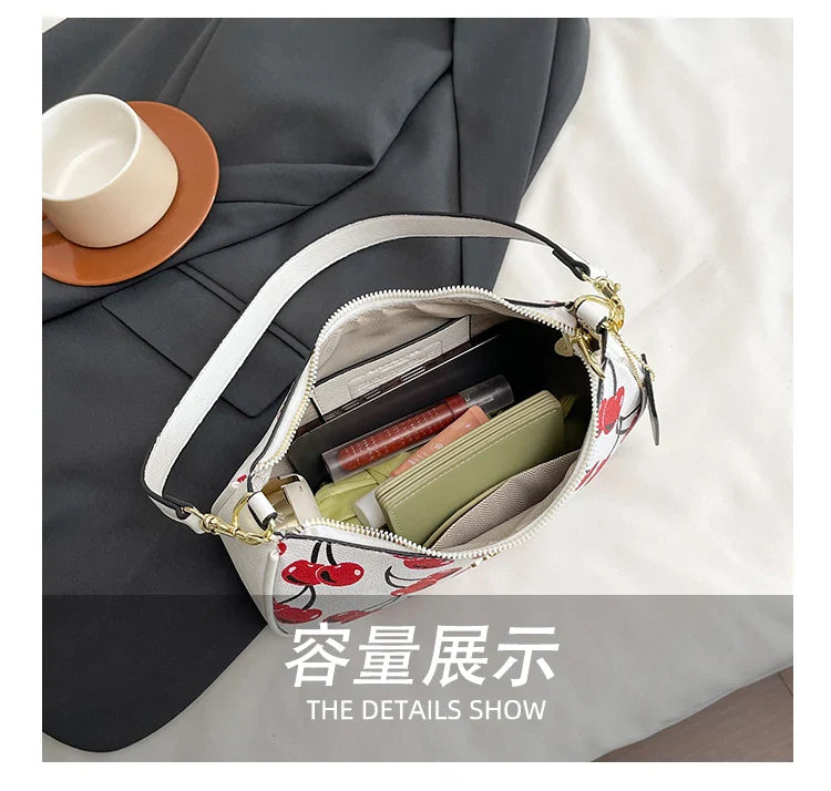 2025 Modern Vintage Cherry Crossbody Bag – Mahjong-Style Chain Shoulder & Underarm Bag, Women’s Light Luxury