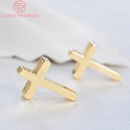 24K Champagne Gold Cross Charms - Small Brass DIY Jewelry Pendants & Craft Accessories