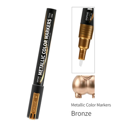 DSPIAE MKA Super Metallic Brush Pen – 12 Water-Based Colors with Soft Tip for Gundam & Mecha Model DIY Hobby