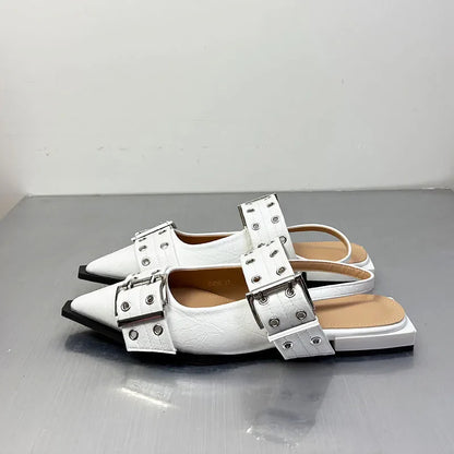 Women’s Pointed Toe Slingback Sandals – 2025 Spring Fashion Flats, Large Sizes
