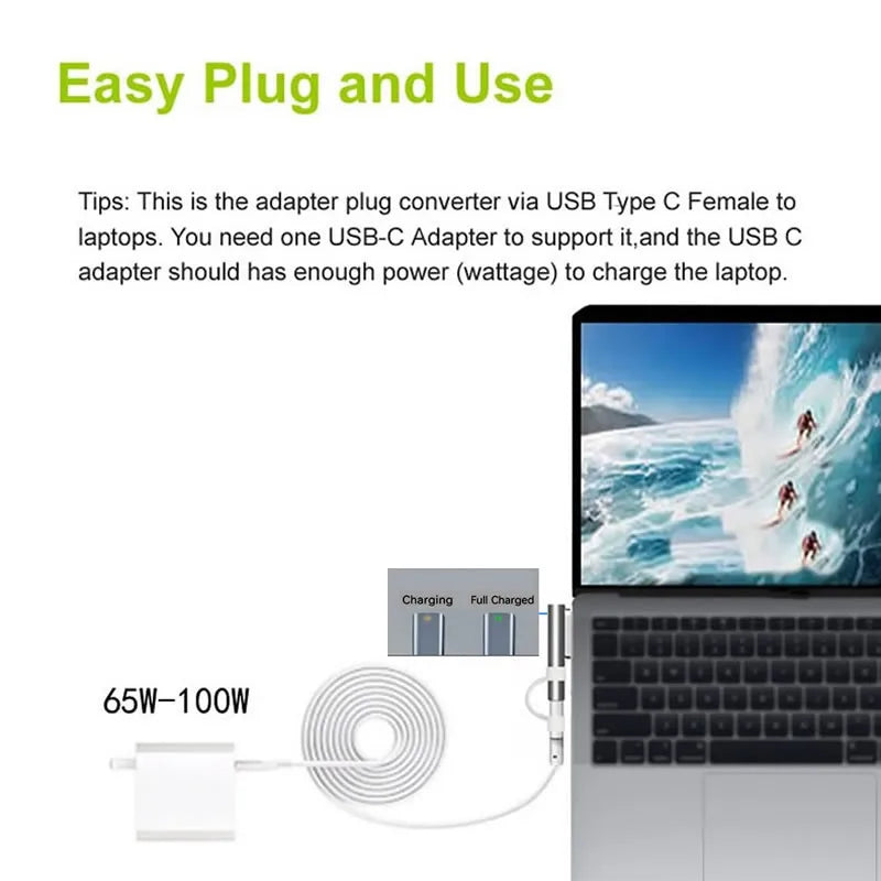 USB-C Magnetic PD Adapter - Fast Charging Converter Plug for MacBook Air & Pro Magsafe 1/2