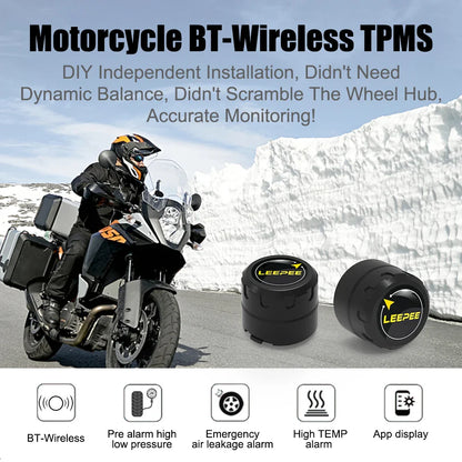 Motorcycle TPMS Bluetooth 4.0/5.0 Tire Pressure Monitoring System – 2 Sensors Pit Bike Tyre Tester Diagnostic Set