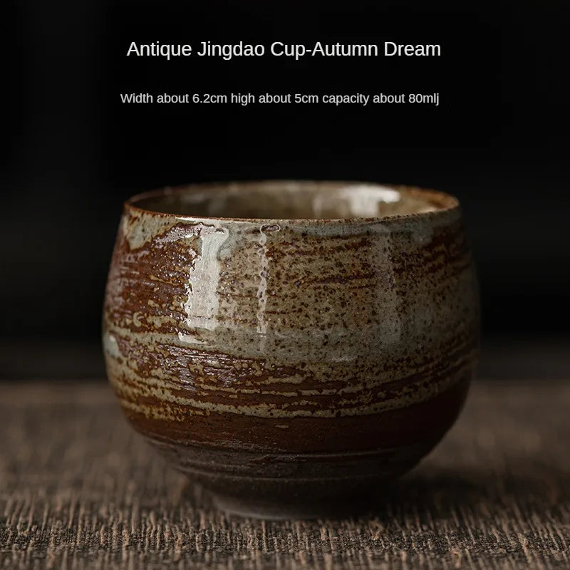 Japanese Handmade Stoneware Tea Cup – Small Kung Fu Single Teacup Vintage Style